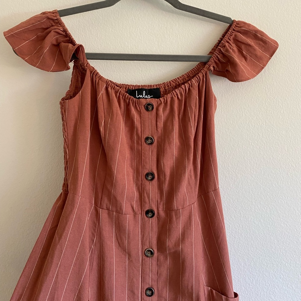 LULU’s Dusty Pink Midi Dress